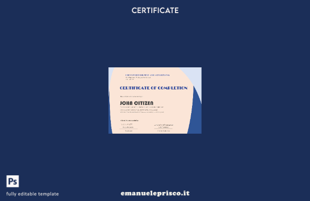 Modello di certificato di completamento USA in stile verificato nel modello in f